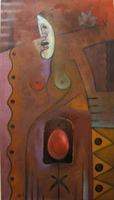 Maternit�  2004  125x70  Technique mixte sur toile -- Cliquez pour voir l'image en entier